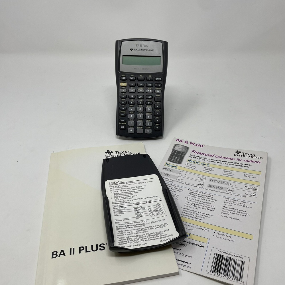 Texas Instruments BA II Plus BUSINESS ANALYST S-0905C Calculator w MANUAL COVER‎